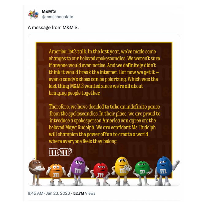 A message from M&M'S 