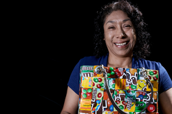 Woman holding an M&M's™ purse