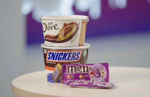玛氏中国旗下产品的可持续包装 (M&M'S®可降解复合纸包装，士力架®和德芙®巧克力纸碗包装）