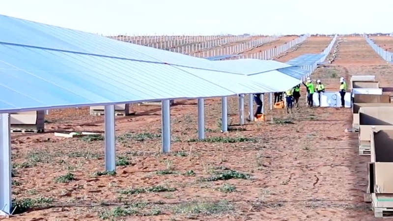 Solar panels at Total Eren's Kiamal solar farm in Ouyen, Victoria
