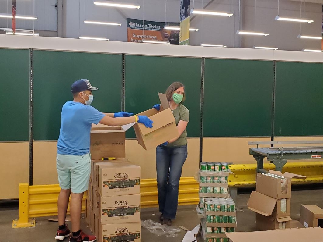 Capital Area Food Bank Workers in Washington, D.C. organize their donations.