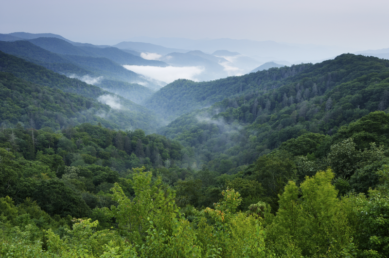 Clouds forming over mountains
