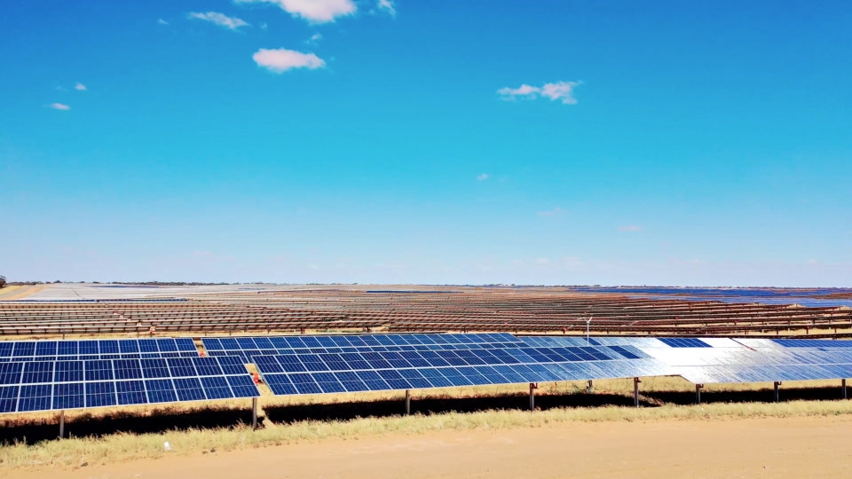 Solar panels at Total Eren's Kiamal solar farm in Ouyen, Victoria