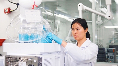 A scientist sets up an experiment in the Mars Global Food Safety Center lab in Beijing, China.