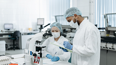 Two scientists working in a lab