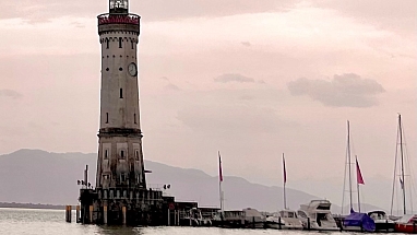 The Lindau Lighthouse on the banks of Lake Constance