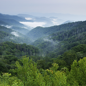 Clouds forming over mountains