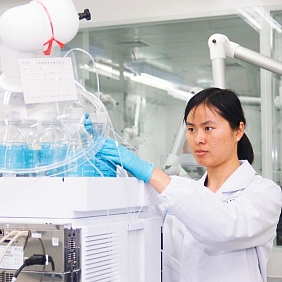 A scientist sets up an experiment in the Mars Global Food Safety Center lab in Beijing, China.