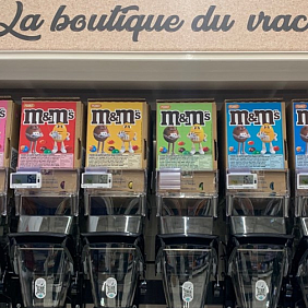 Bulk M&M's canisters