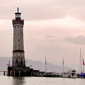 The Lindau Lighthouse on the banks of Lake Constance